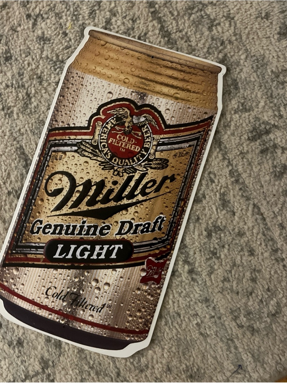 VINTAGE MILLER GENUINE DRAFT LIGHT BEER CAN METAL TIN BAR SIGN MILLER BREWING